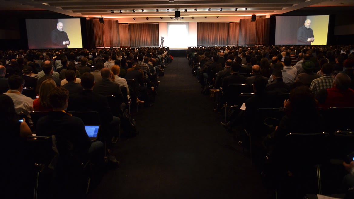 Attendees at a technical conference session